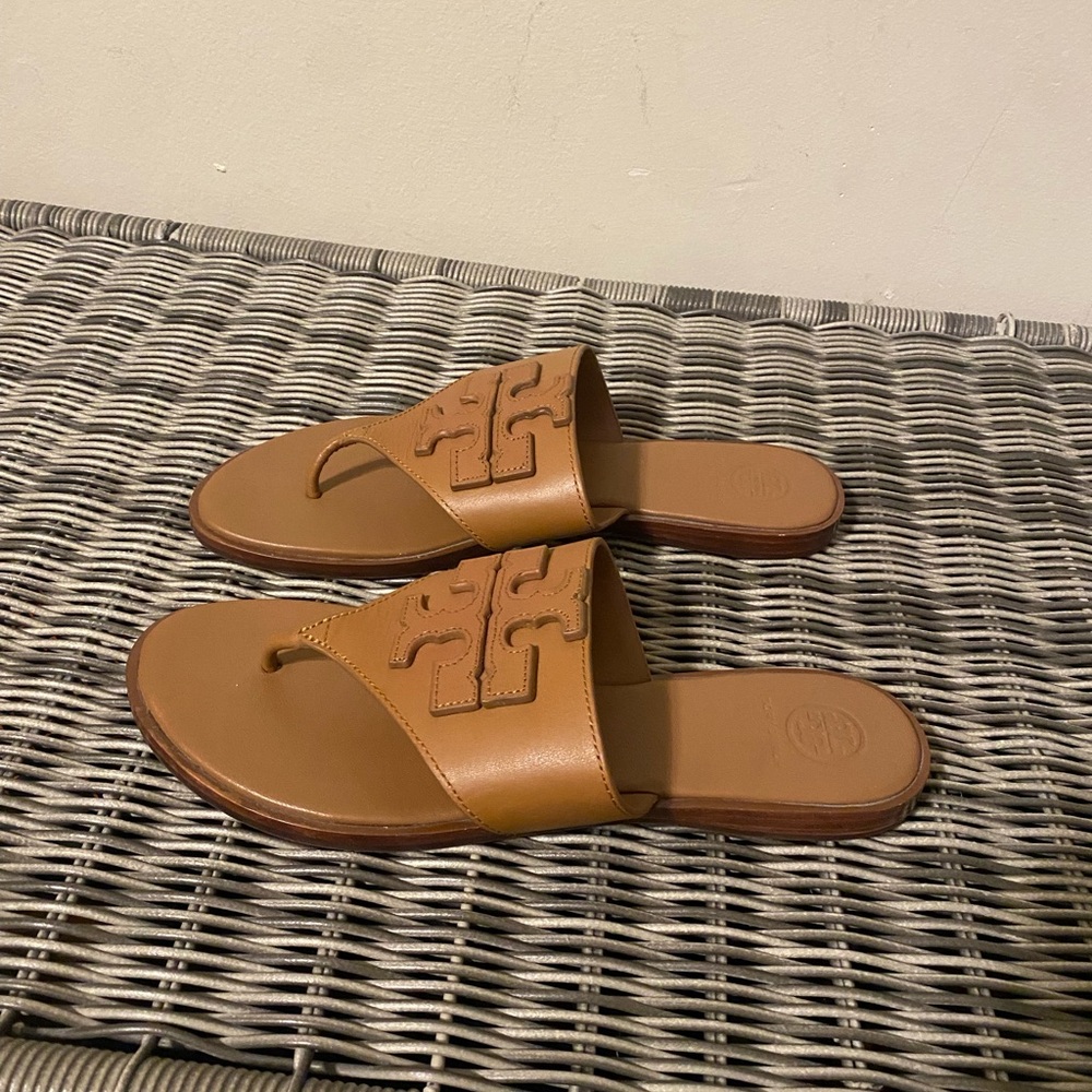 Tory Burch cognac leather  sandal worn 1x excellent